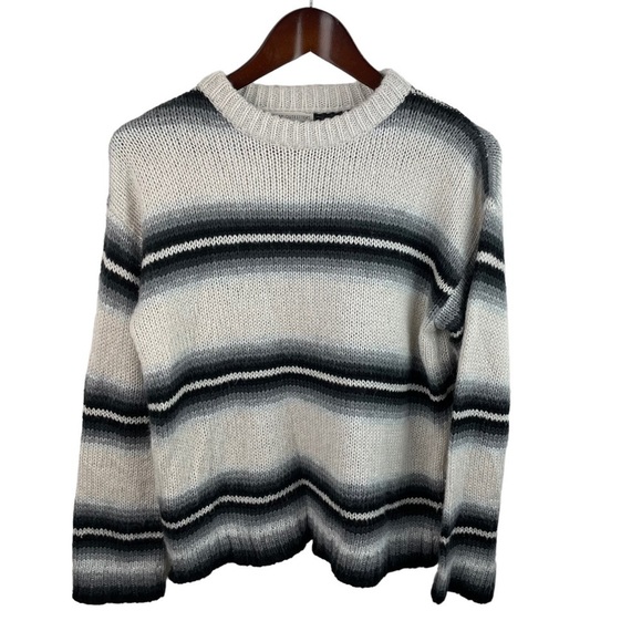 Urban Outfitters | Bobby’s Boyfriend Cream Gray Stripe Oversized Sweater - Picture 1 of 7